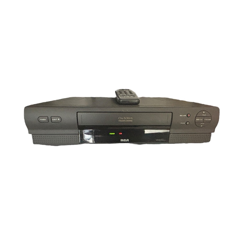 Vintage RCA Black VCR with Remote Control